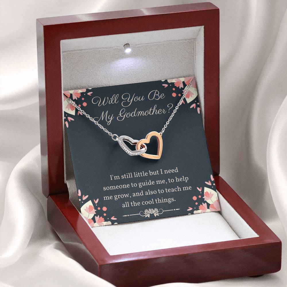 Will You Be My Godmother Interlocking Hearts Necklace