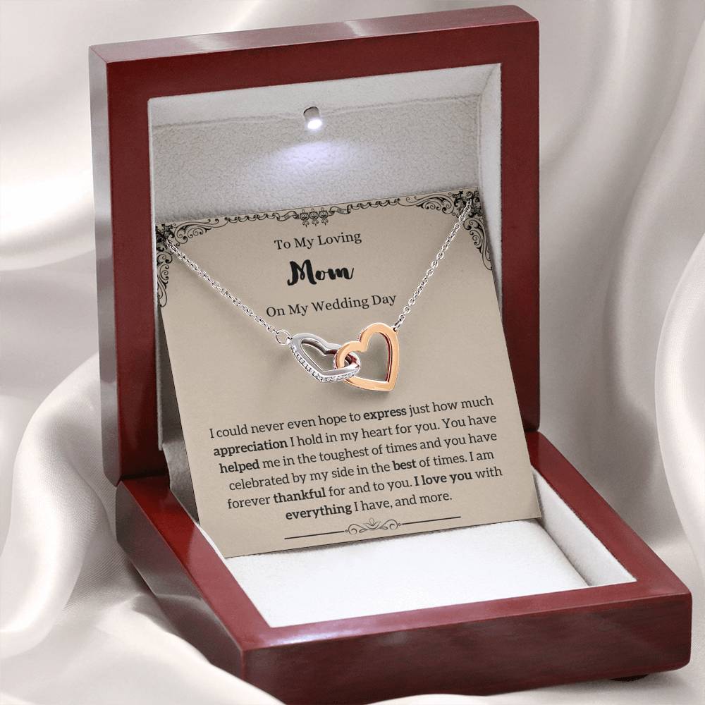 To My Mom On My Wedding Day Interlocking Hearts Necklace