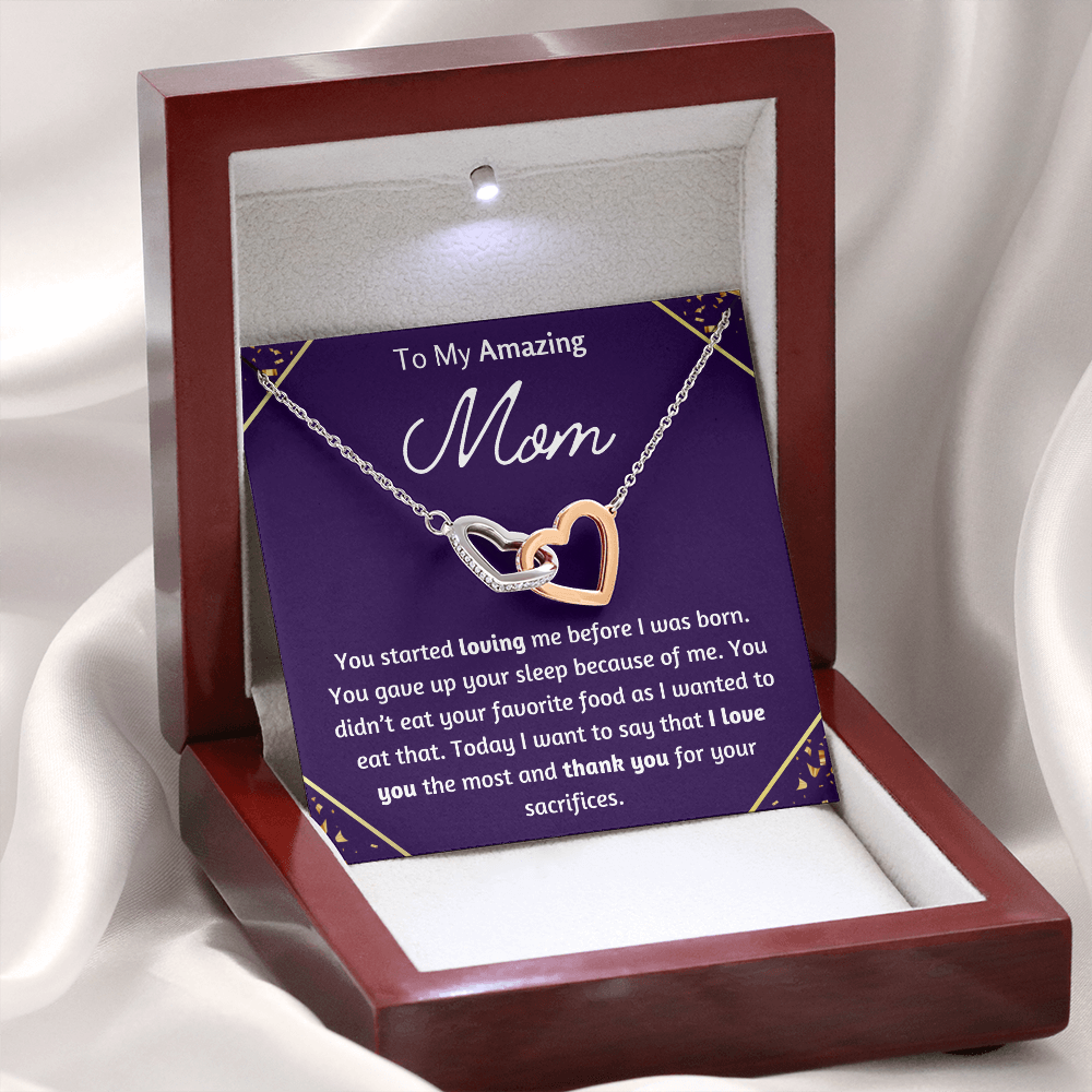 To My Amazing Mom Interlocking Hearts Necklace