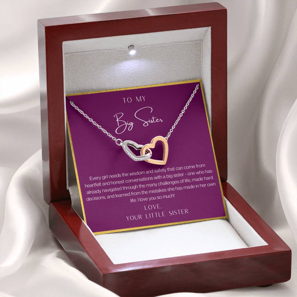 To My Big Sister Interlocking Hearts Necklace