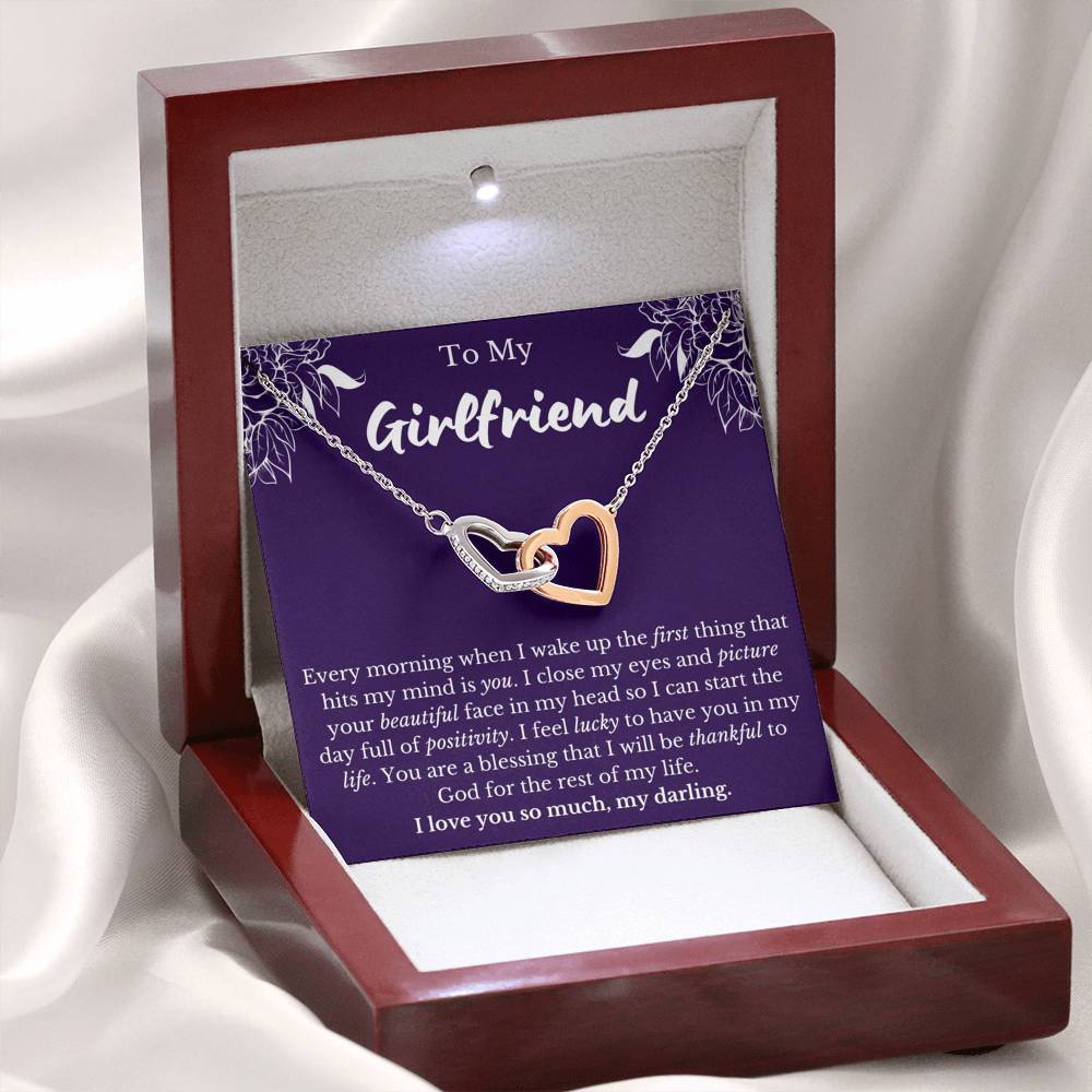 To My Girlfriend Interlocking Hearts Necklace