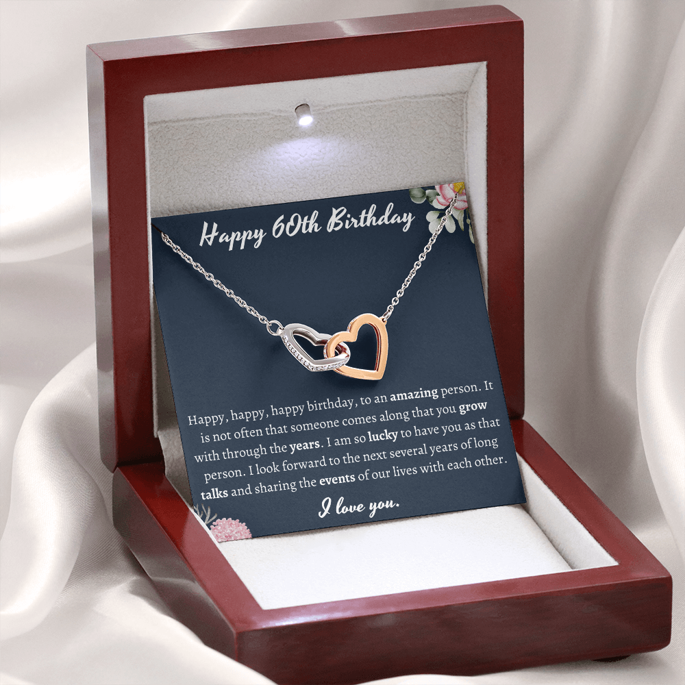 Happy 60th Birthday Interlocking Hearts Necklace