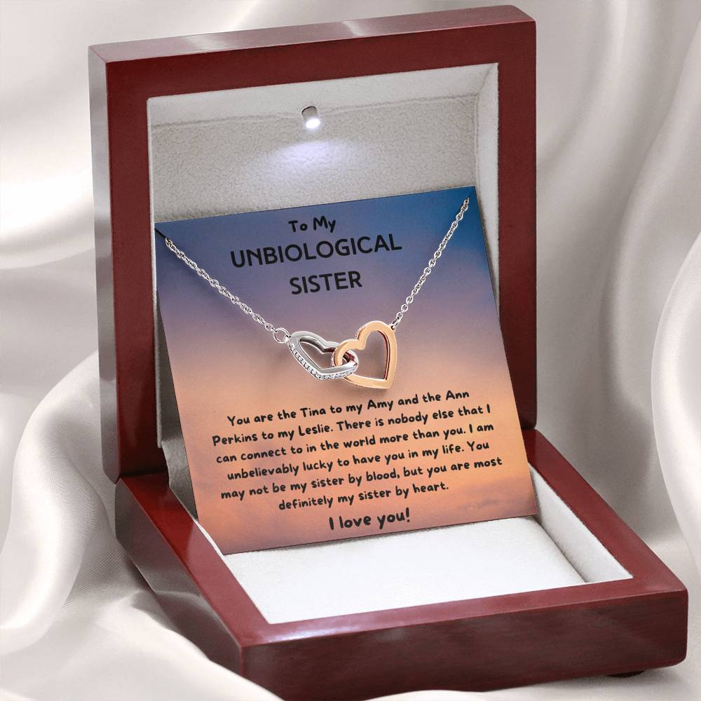 Unbiological Sister Interlocking Hearts Necklace