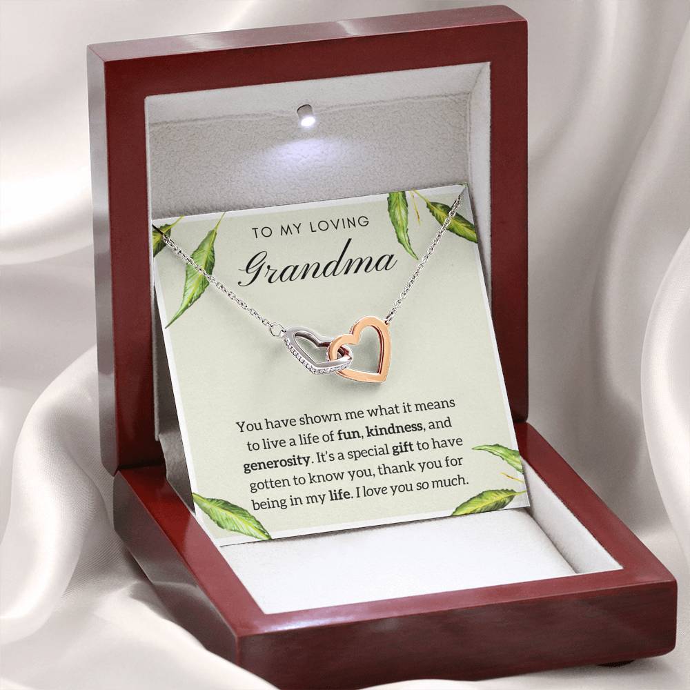 To My Loving Grandma Interlocking Hearts Necklace