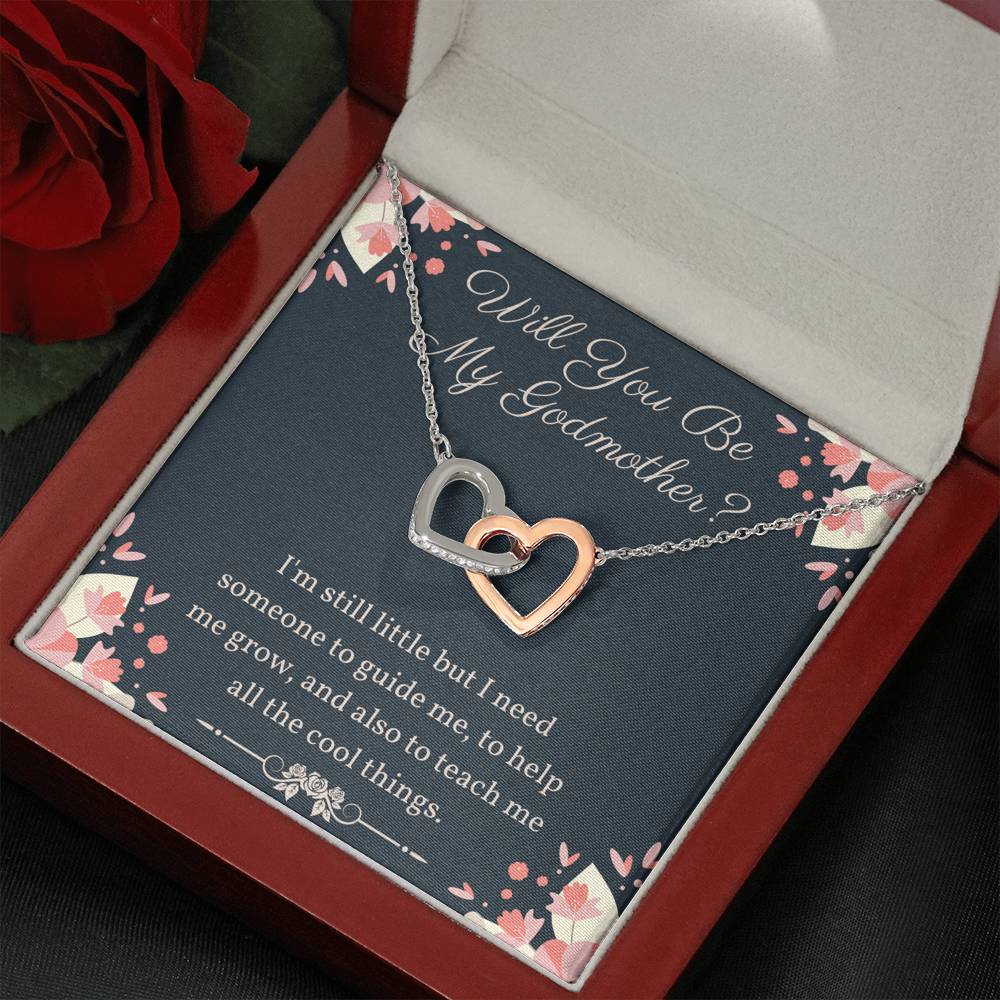 Will You Be My Godmother Interlocking Hearts Necklace