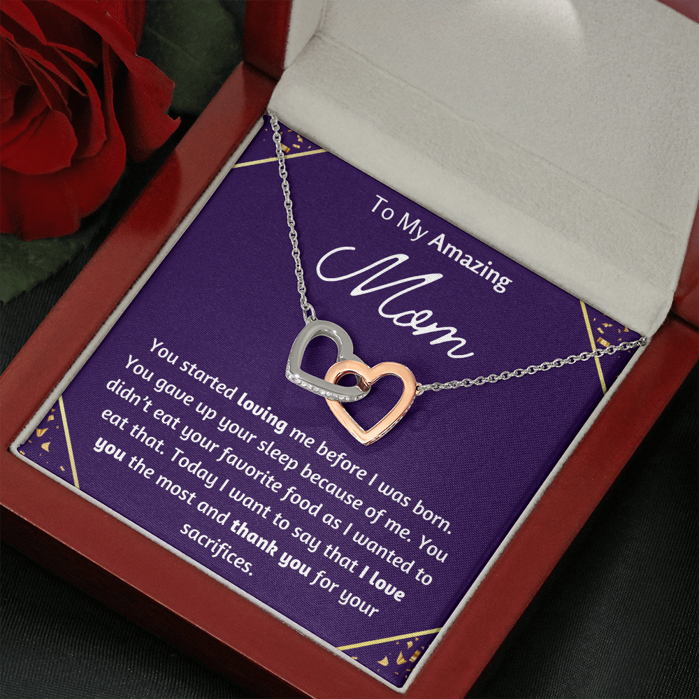 To My Amazing Mom Interlocking Hearts Necklace