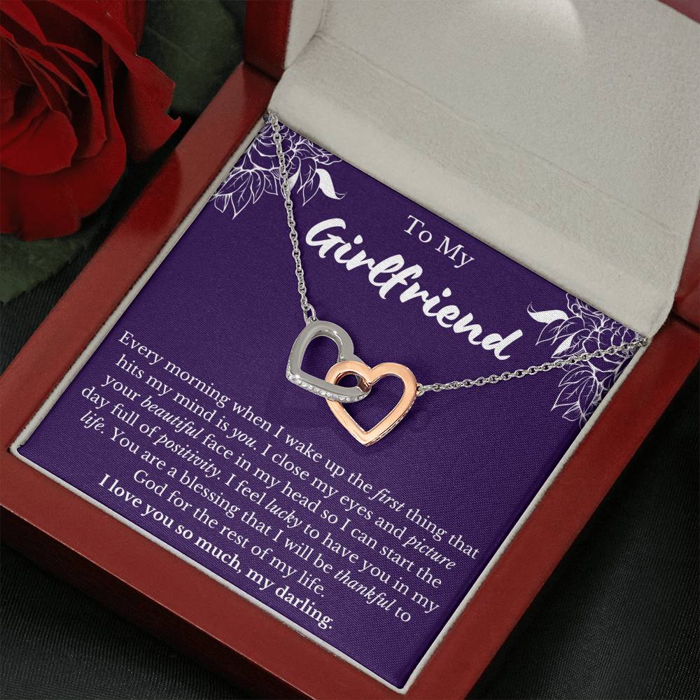 To My Girlfriend Interlocking Hearts Necklace