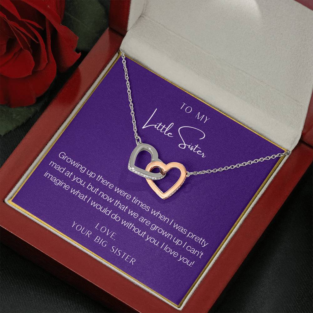 To My Little Sister Interlocking Hearts Necklace