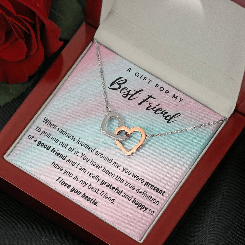 A Gift for My Best Friend Interlocking Hearts Necklace