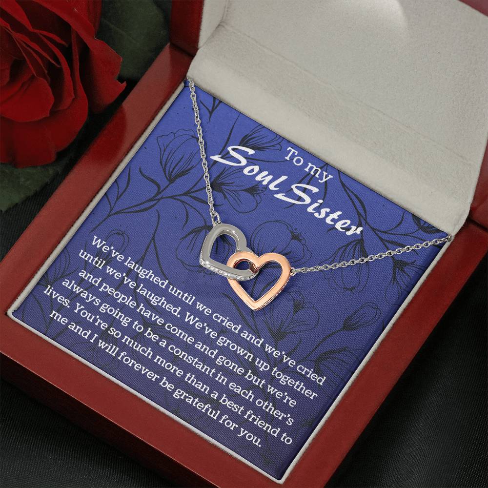 To My Soul Sister Interlocking Hearts Necklace