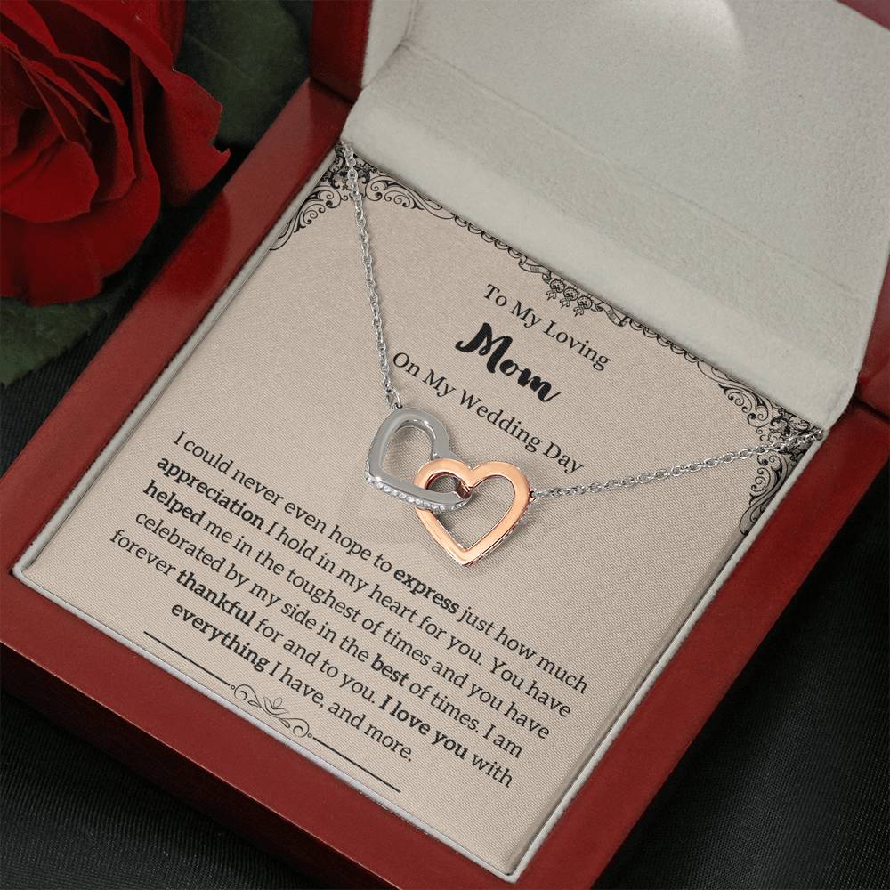 To My Mom On My Wedding Day Interlocking Hearts Necklace