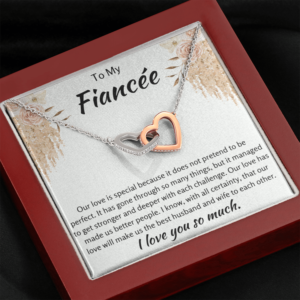 To My Fiancee Interlocking Hearts Necklace