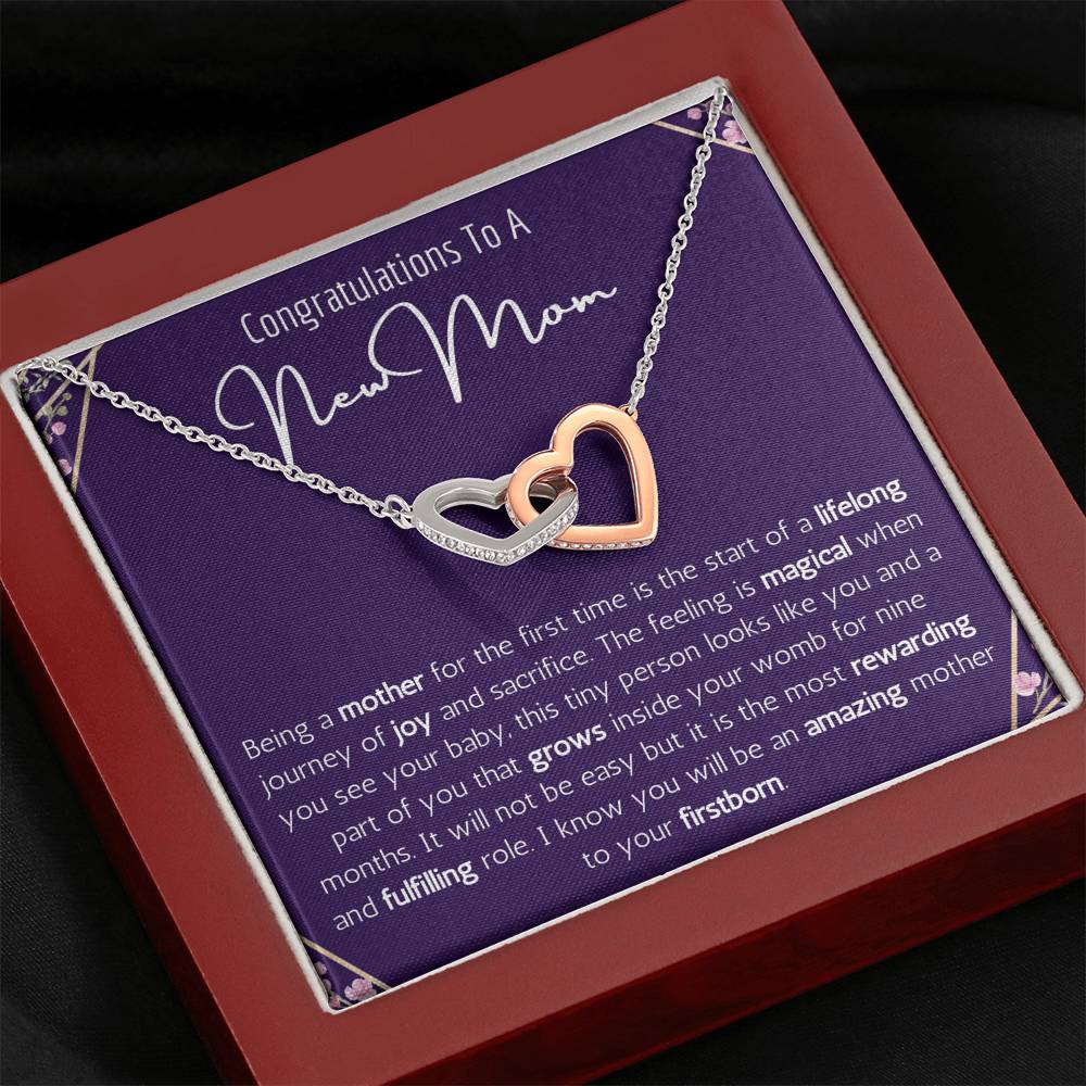 Congratulations To A New Mom Interlocking Hearts Necklace