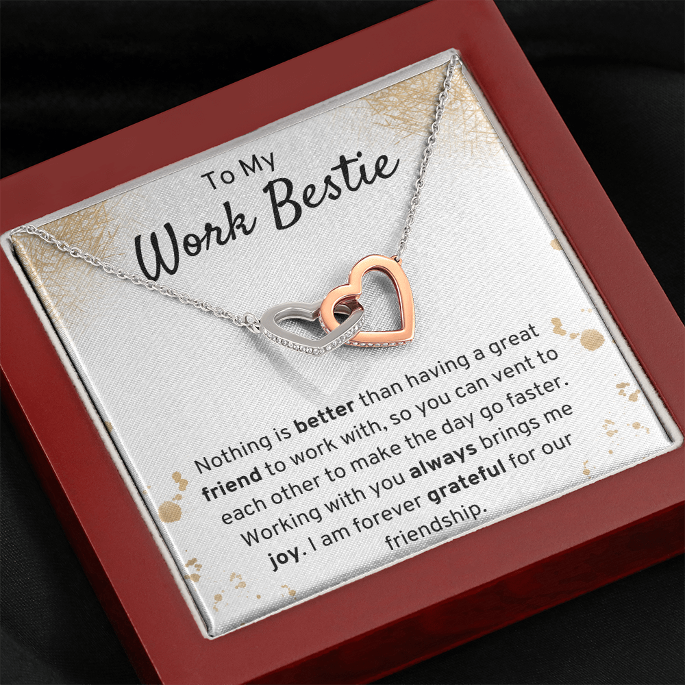 To My Work Bestie Interlocking Hearts Necklace