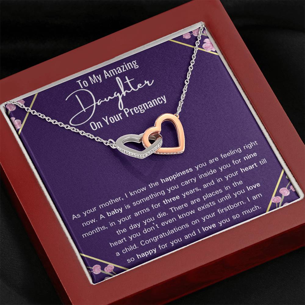 To My Amazing Daughter On Your Pregnancy Interlocking Hearts Necklace