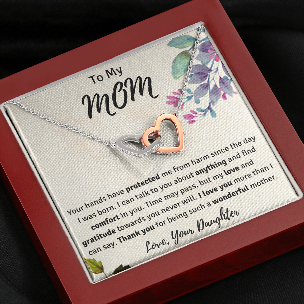 To My Mom from Your Daughter Interlocking Hearts Necklace