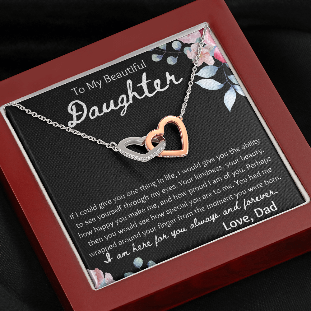 To My Beautiful Daughter from Dad Interlocking Hearts Necklace