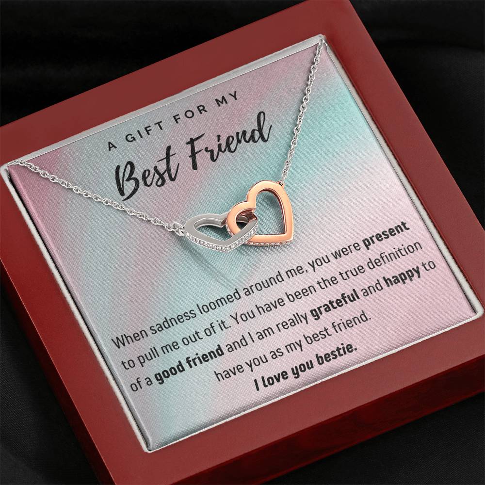 A Gift for My Best Friend Interlocking Hearts Necklace