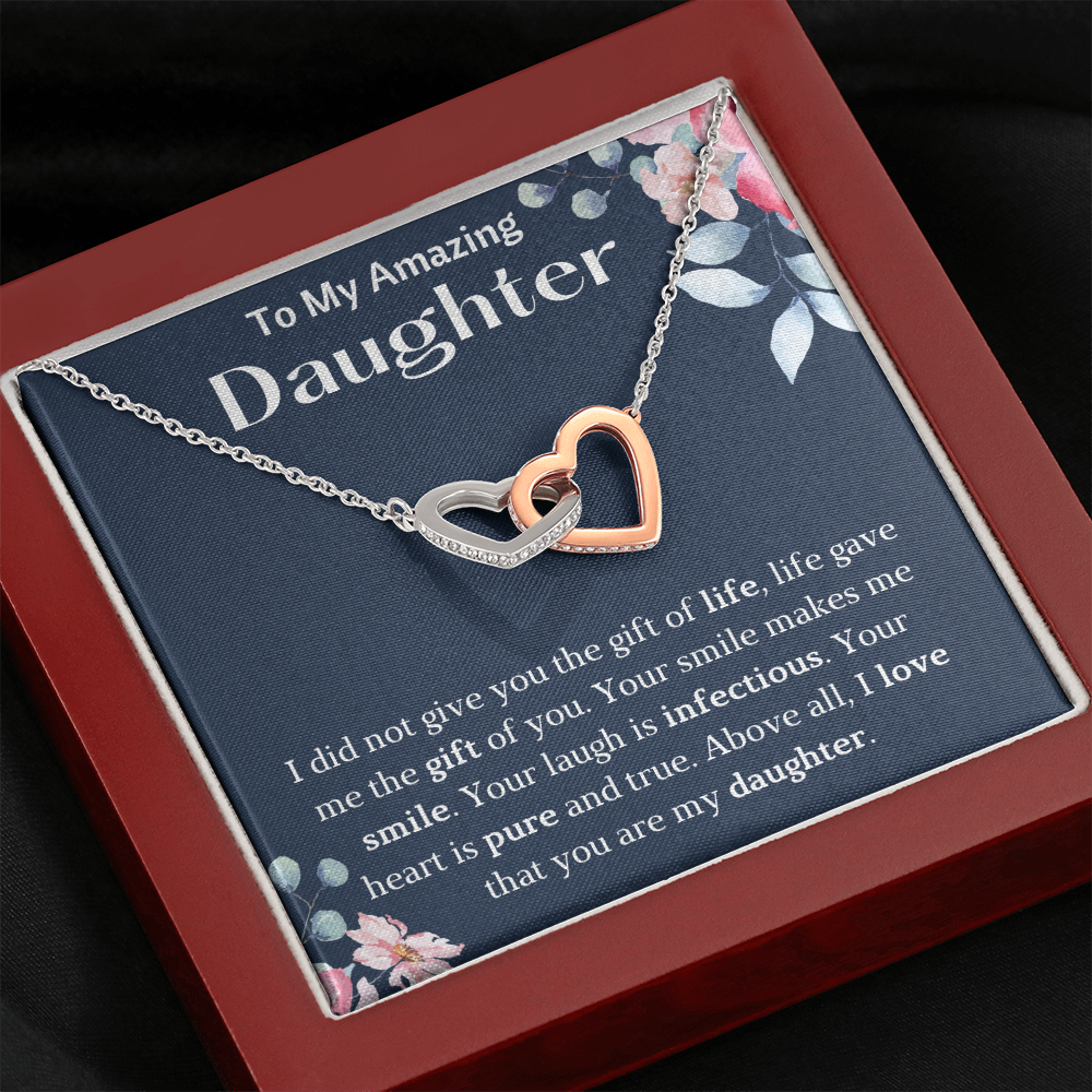 To My Amazing Daughter Interlocking Hearts Necklace