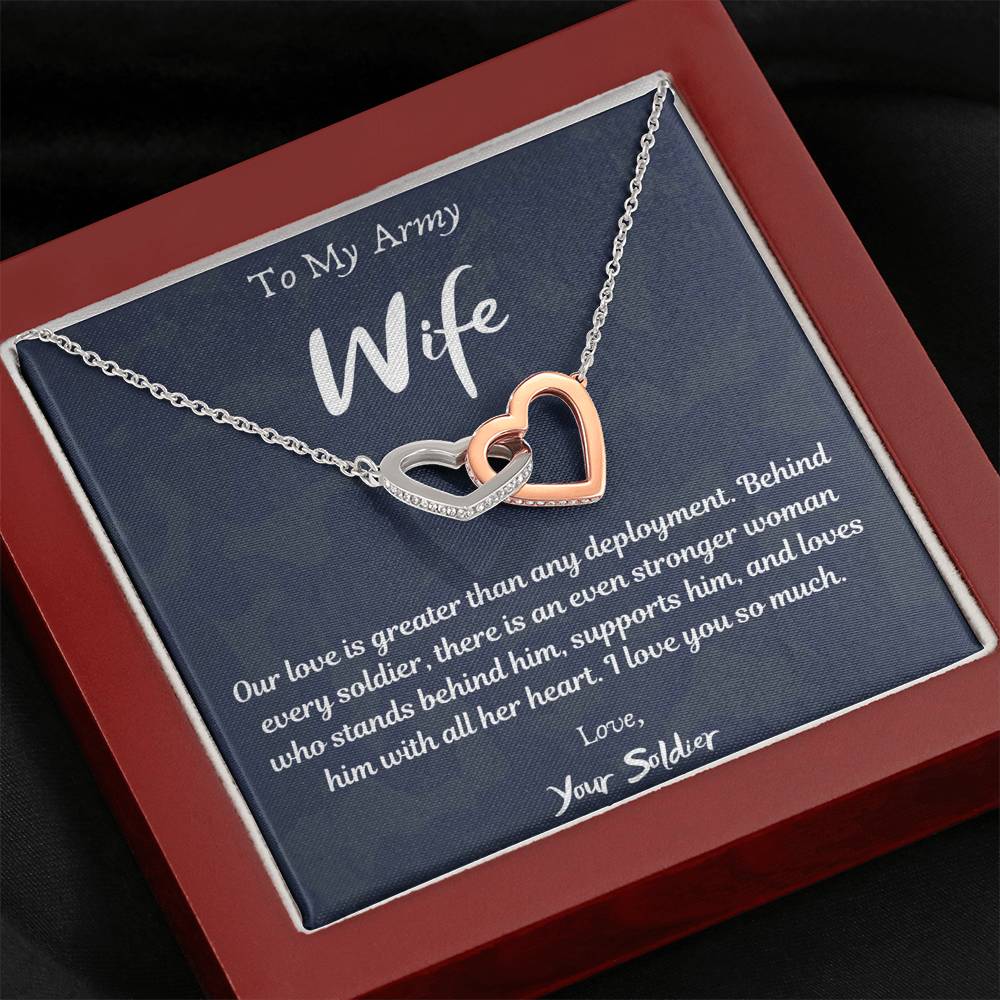 To My Army Wife Interlocking Hearts Necklace