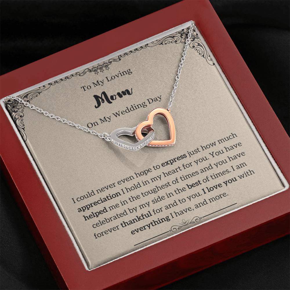 To My Mom On My Wedding Day Interlocking Hearts Necklace