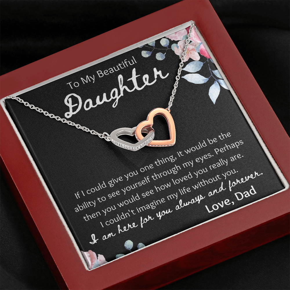 To My Beautiful Daughter Interlocking Hearts Necklace