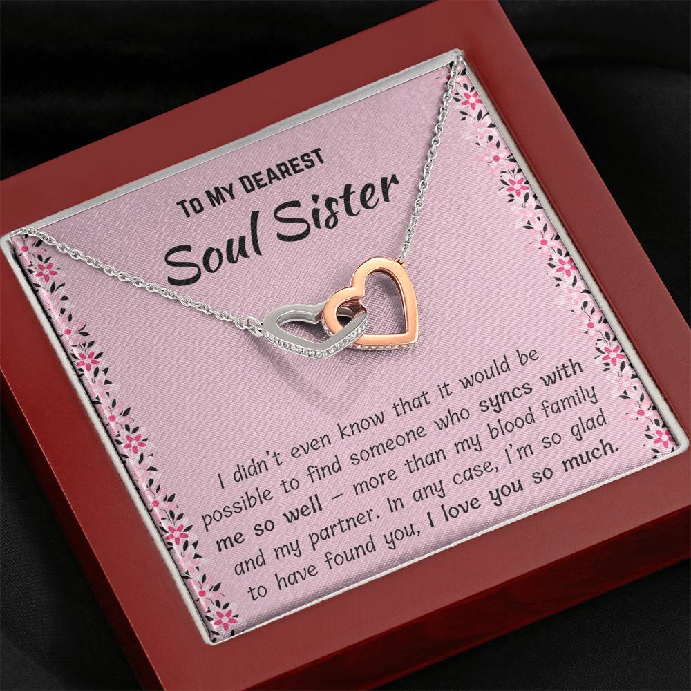 To My Dearest Soul Sister Interlocking Hearts Necklace