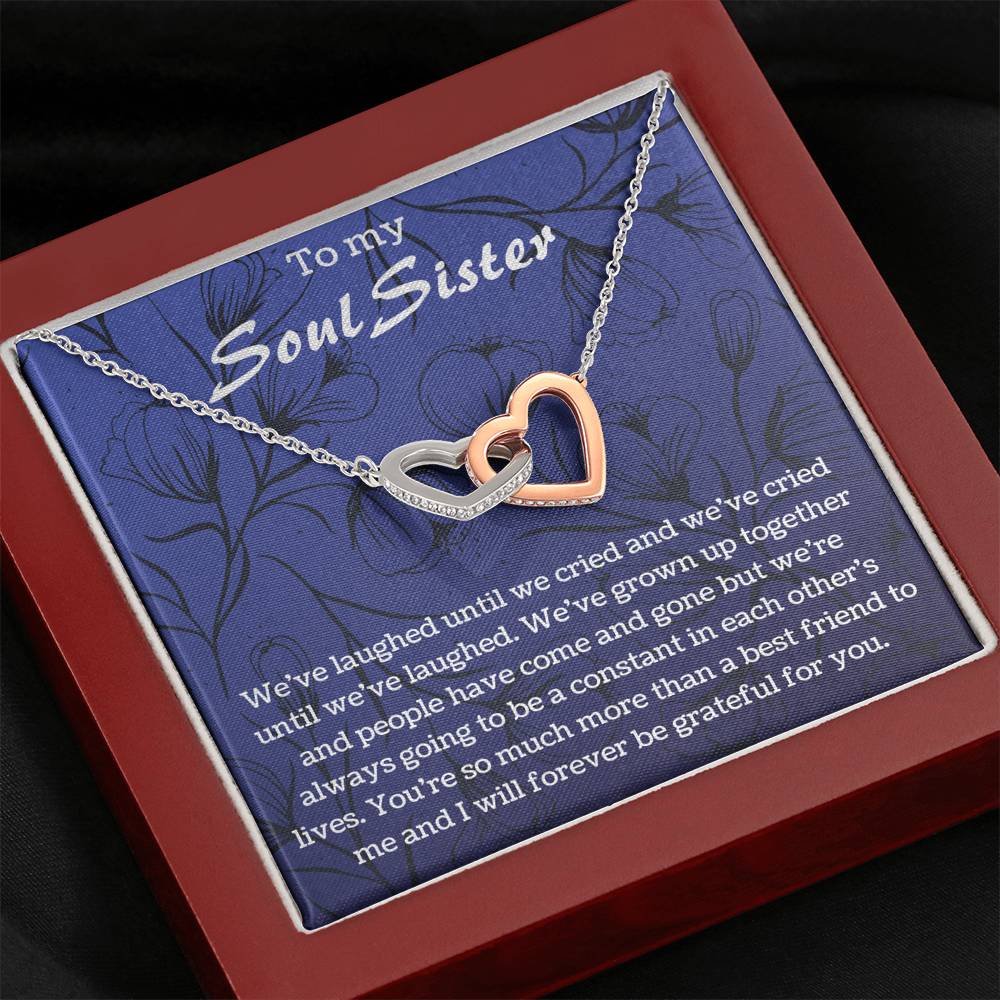 To My Soul Sister Interlocking Hearts Necklace