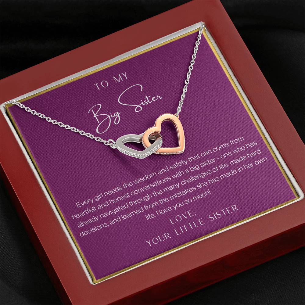 To My Big Sister Interlocking Hearts Necklace