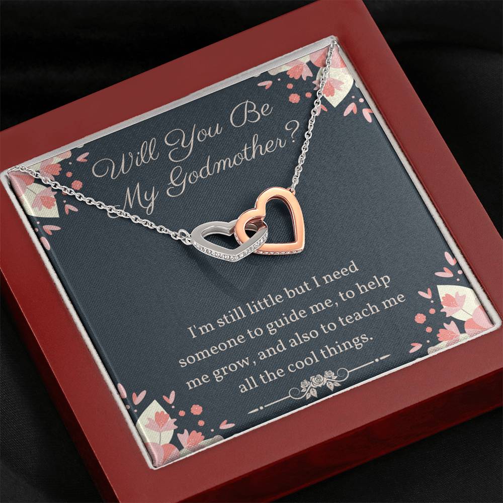 Will You Be My Godmother Interlocking Hearts Necklace