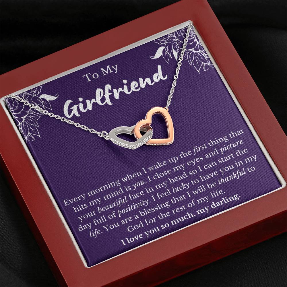 To My Girlfriend Interlocking Hearts Necklace