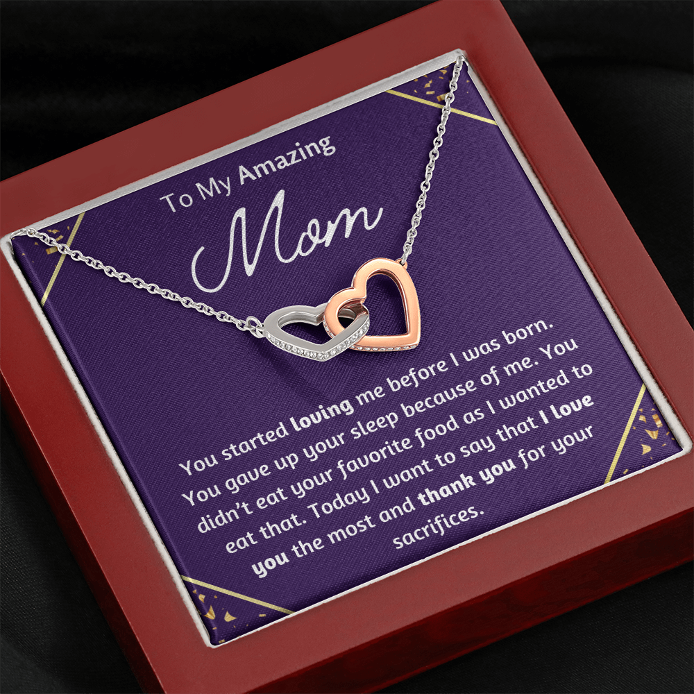 To My Amazing Mom Interlocking Hearts Necklace