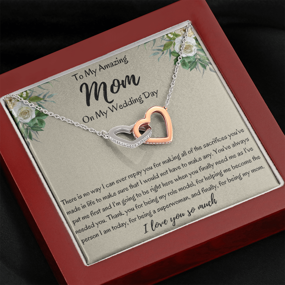 To My Amazing Mom On My Wedding Day Interlocking Hearts Necklace