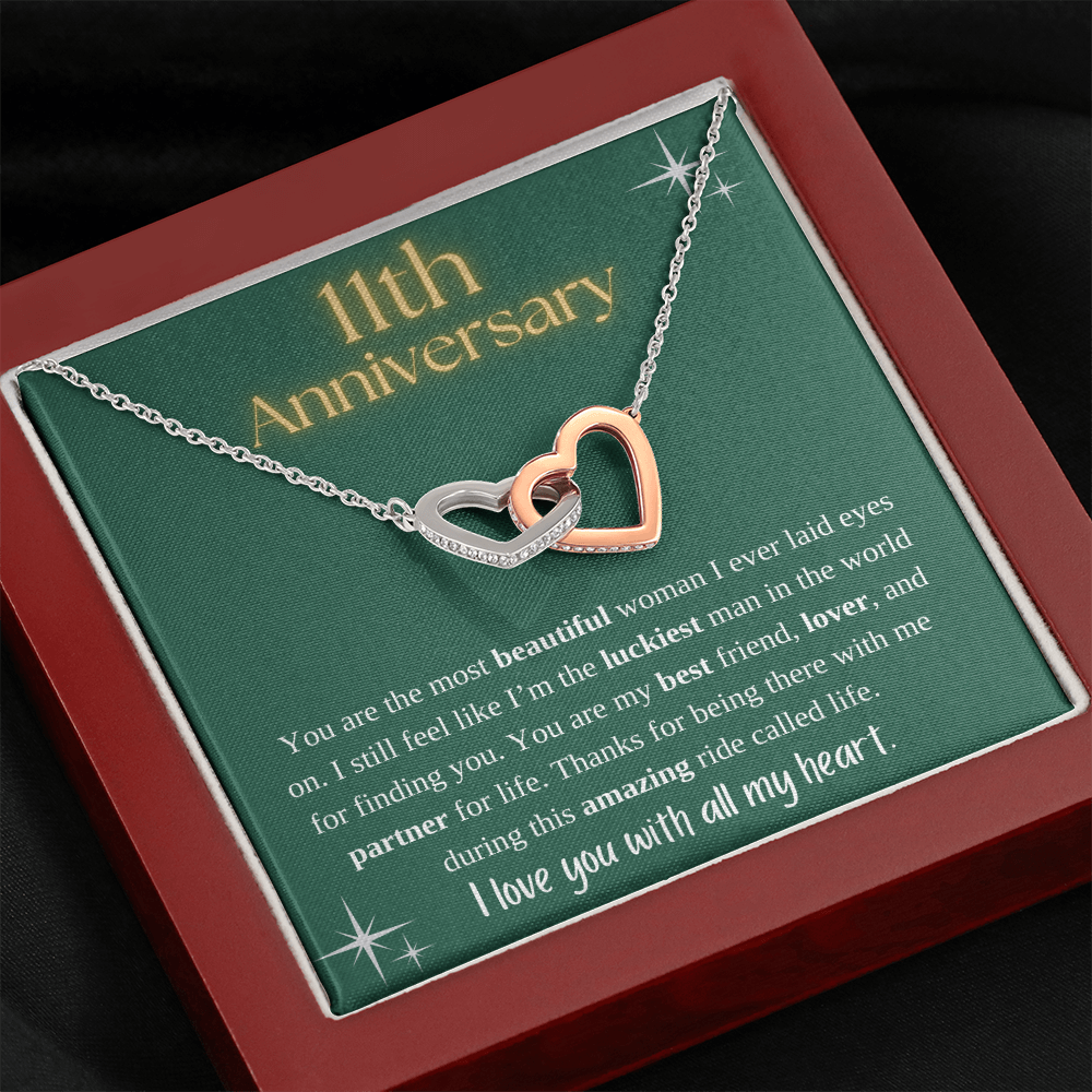 11th Anniversary Interlocking Hearts Necklace