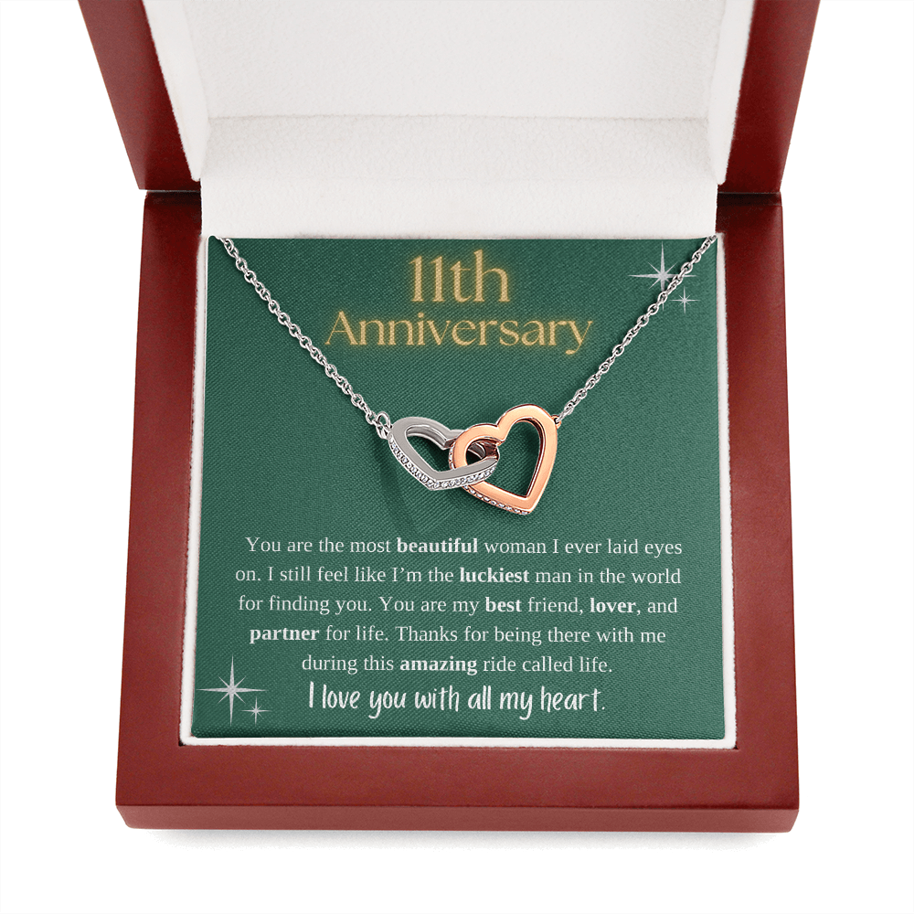 11th Anniversary Interlocking Hearts Necklace