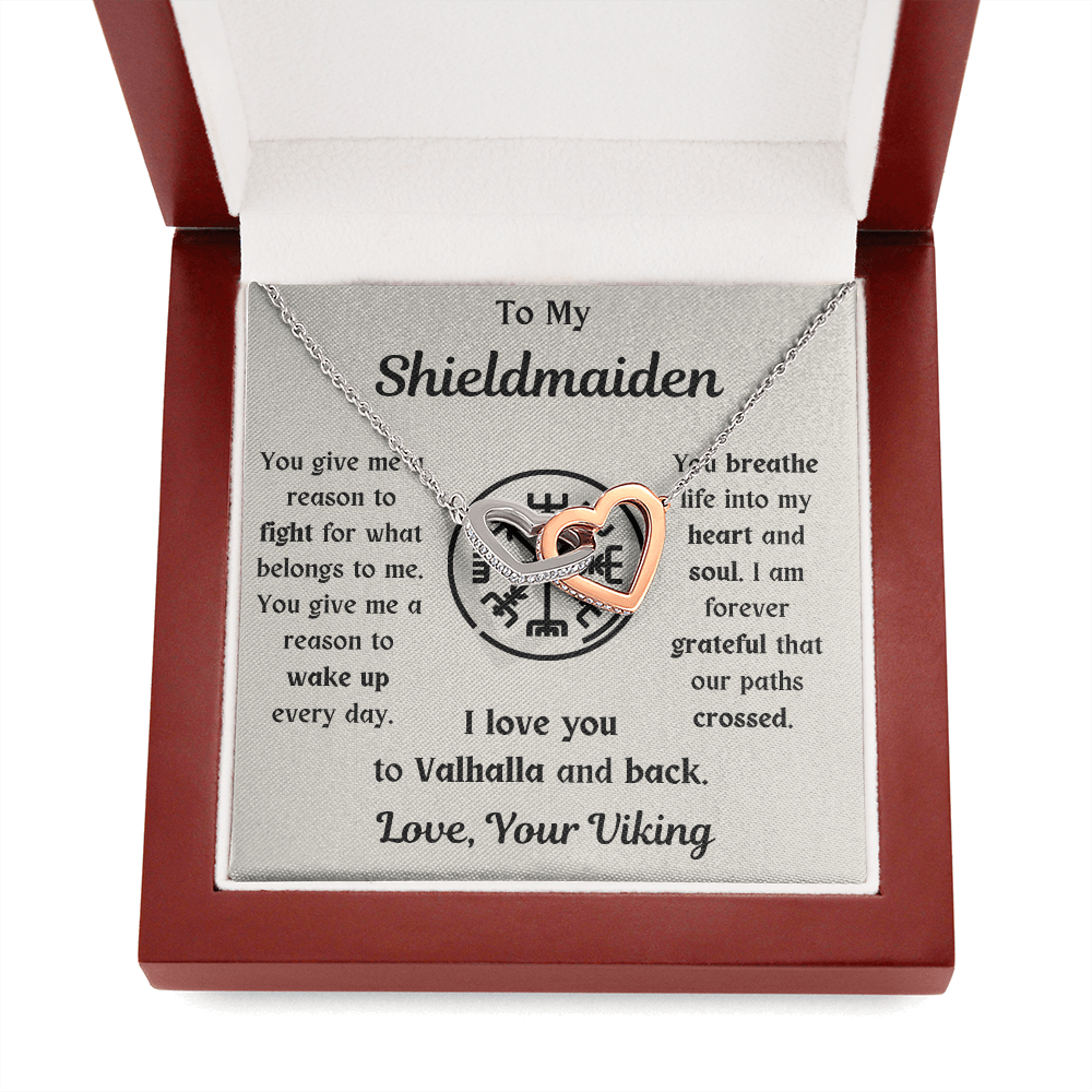 To My Shieldmaiden Interlocking Hearts Necklace