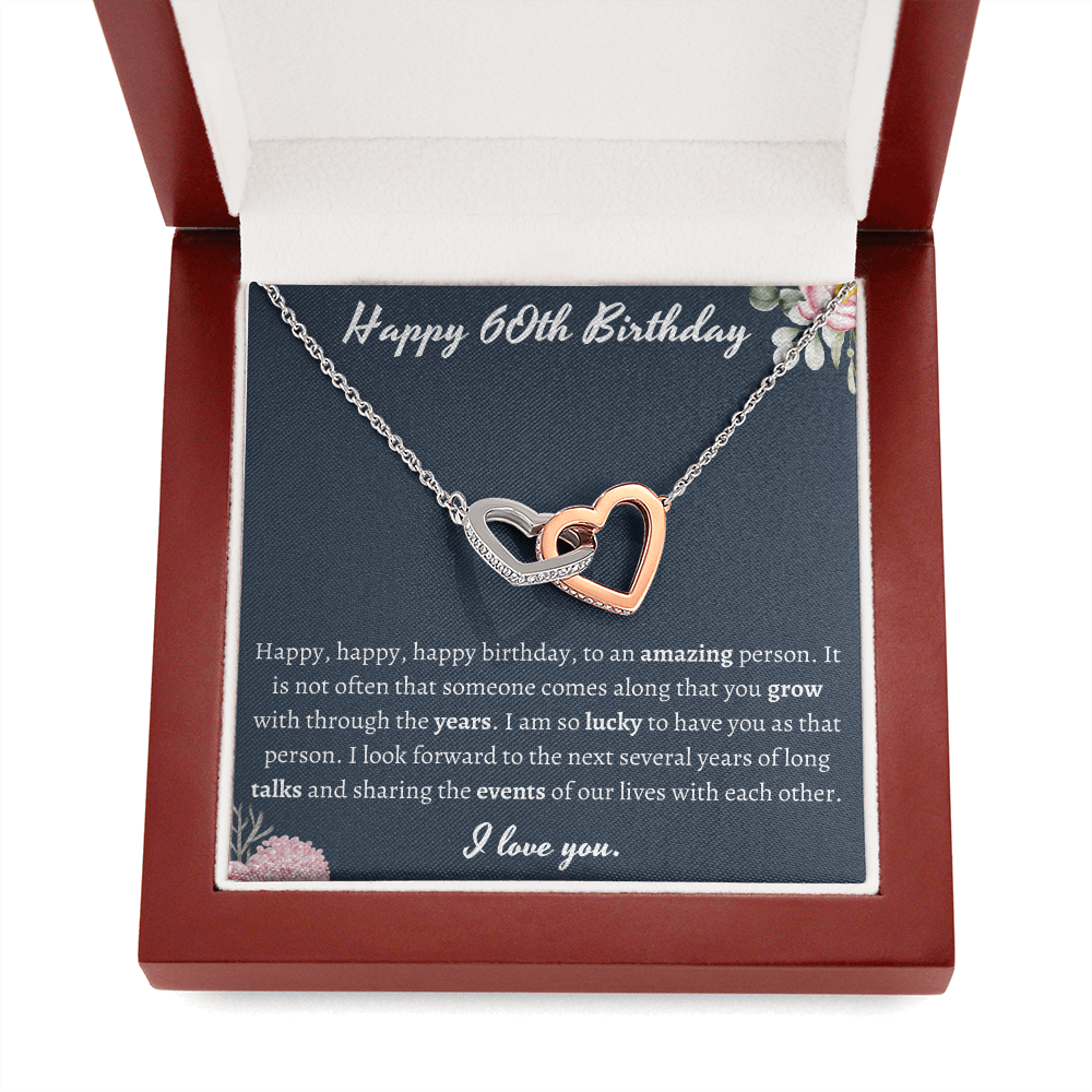 Happy 60th Birthday Interlocking Hearts Necklace