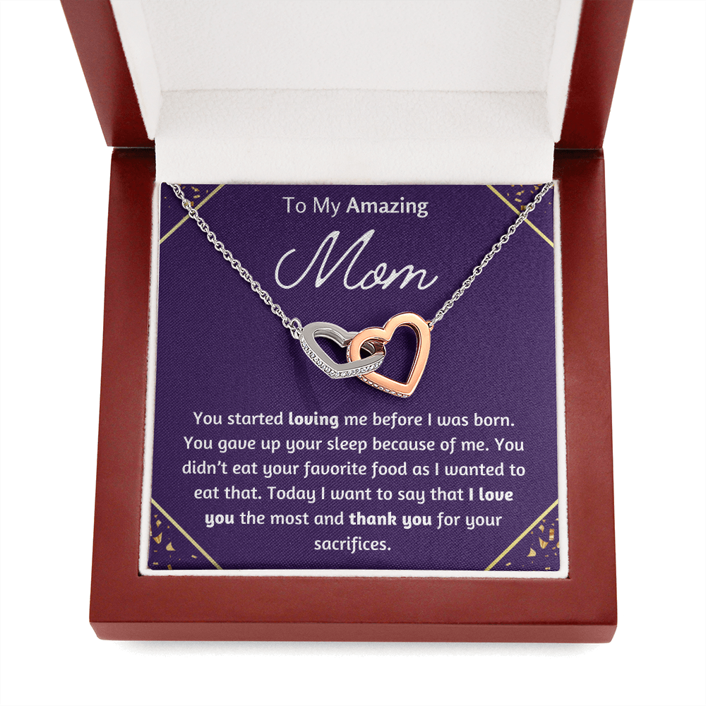 To My Amazing Mom Interlocking Hearts Necklace