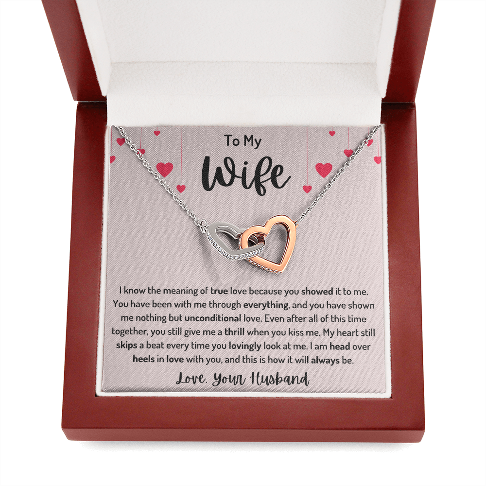 To My Wife Interlocking Hearts Strings Necklace