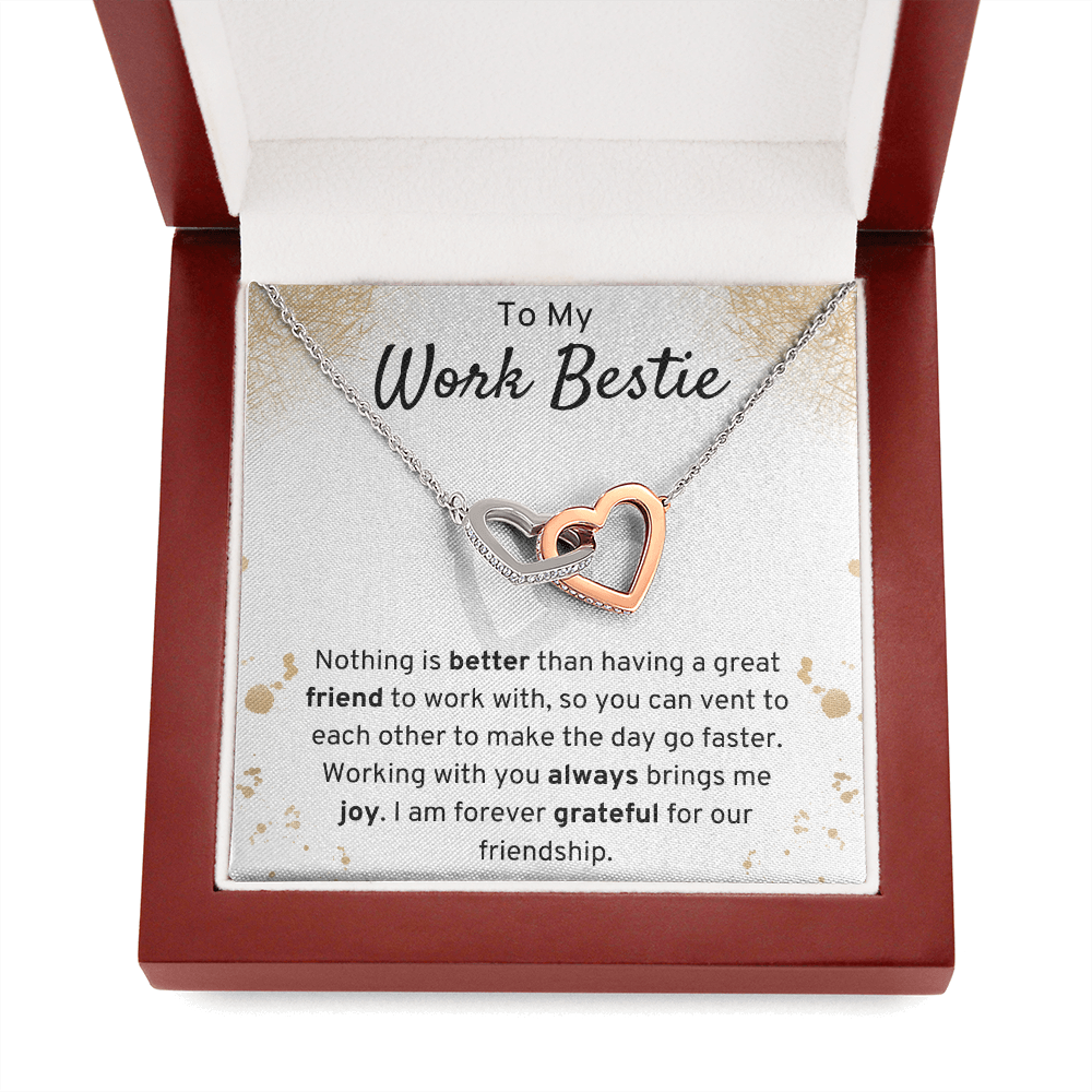 To My Work Bestie Interlocking Hearts Necklace