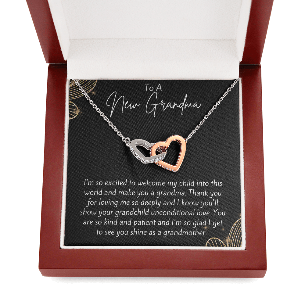 To A New Grandma Interlocking Hearts Necklace