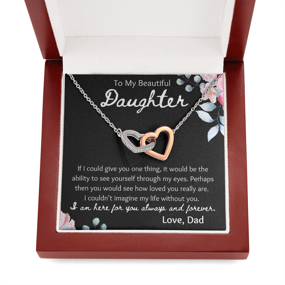 To My Beautiful Daughter Interlocking Hearts Necklace