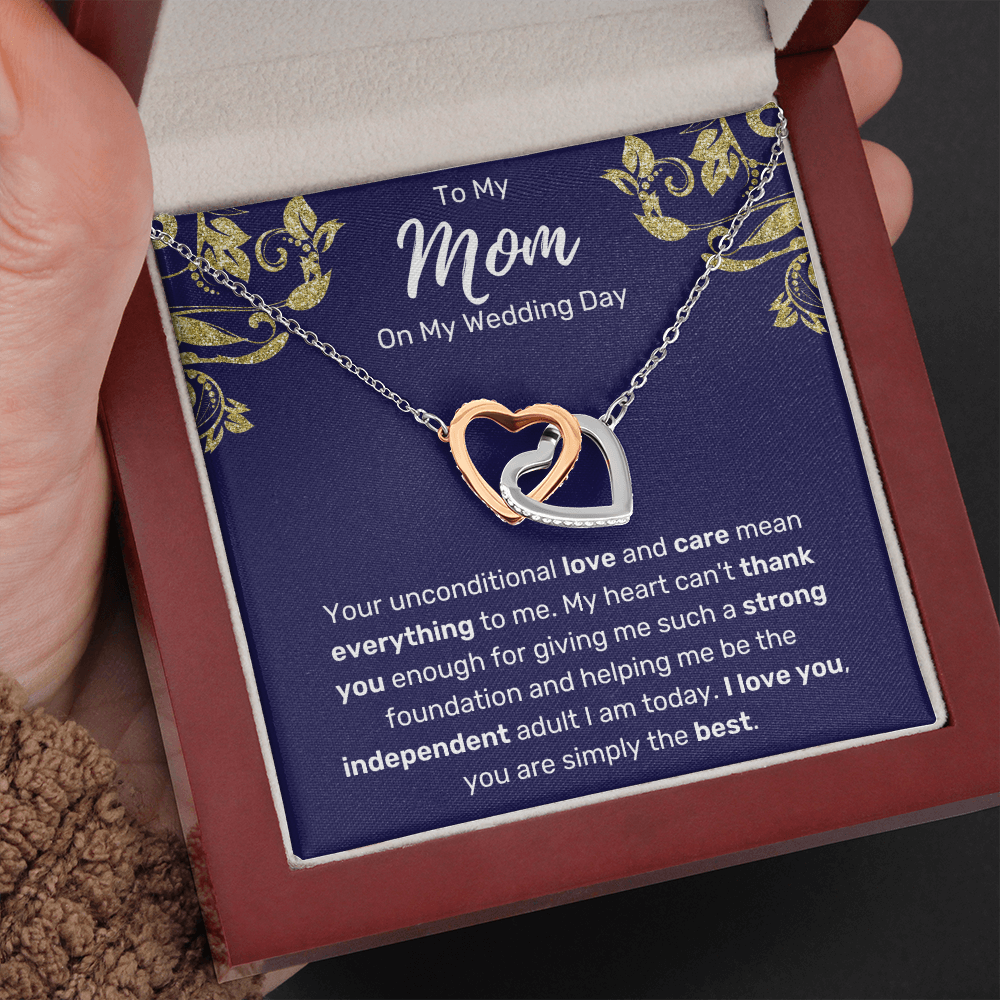 To My Mom On My Wedding Day Interlocking Hearts Necklace