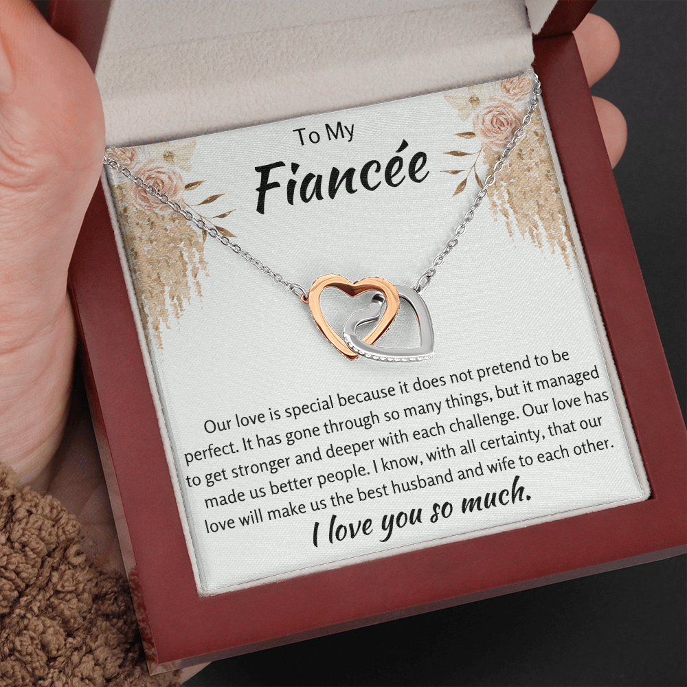 To My Fiancee Interlocking Hearts Necklace