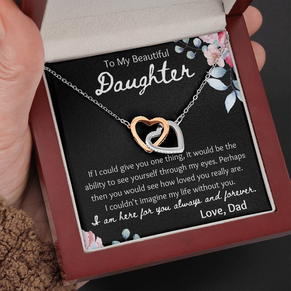 To My Beautiful Daughter Interlocking Hearts Necklace