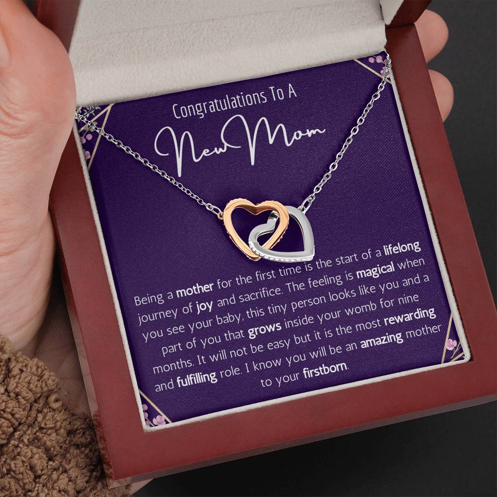 Congratulations To A New Mom Interlocking Hearts Necklace