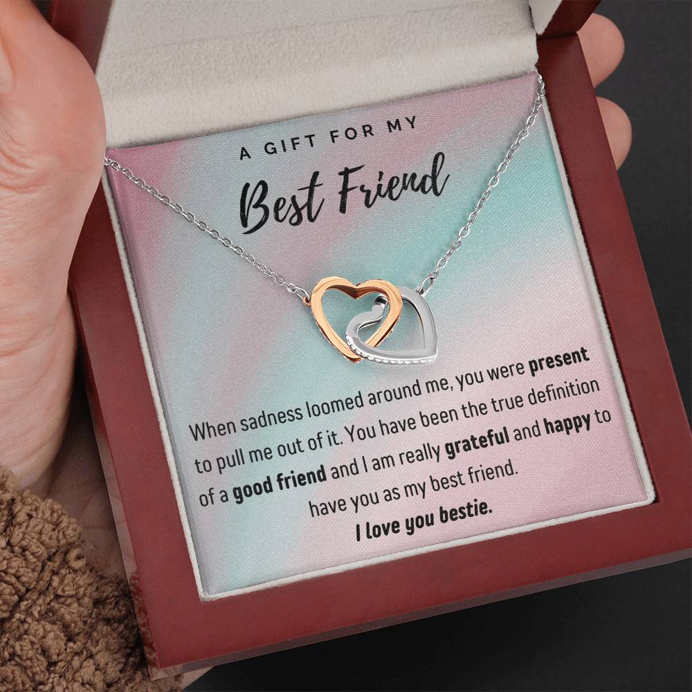 A Gift for My Best Friend Interlocking Hearts Necklace