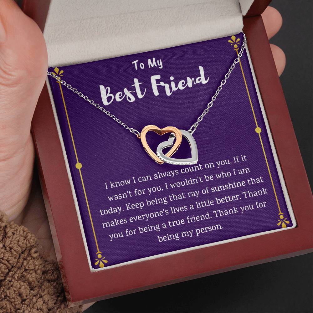 To My Best Friend Interlocking Hearts Necklace