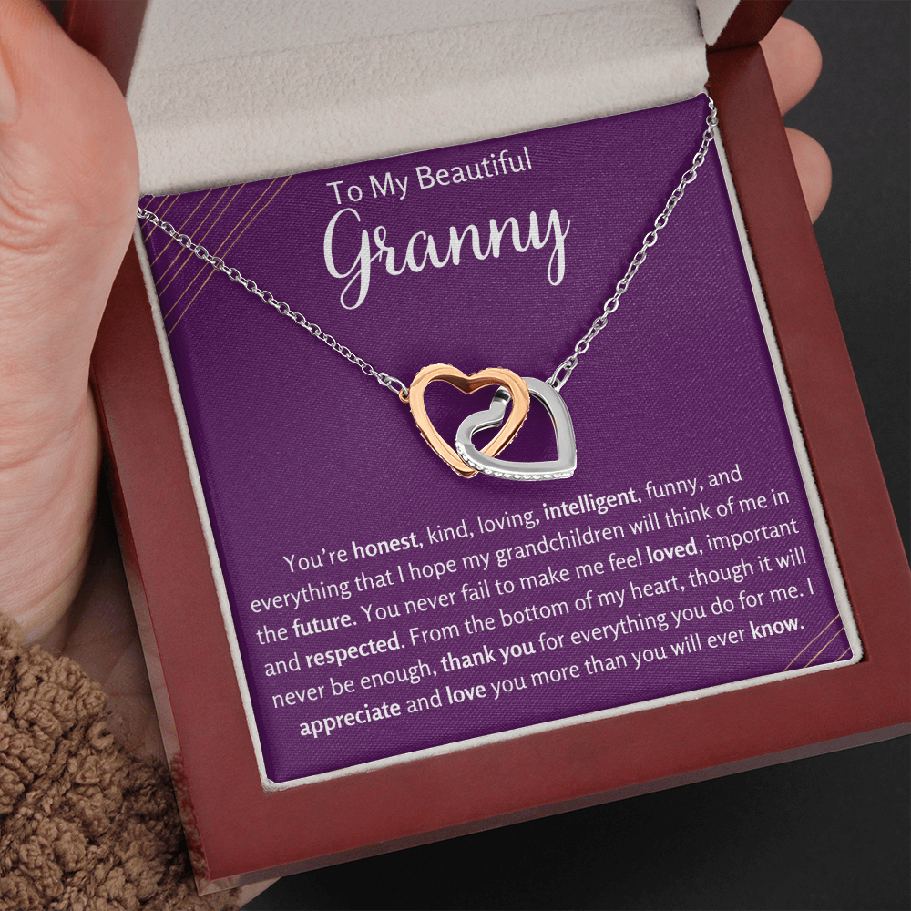 To My Beautiful Granny Interlocking Hearts Necklace