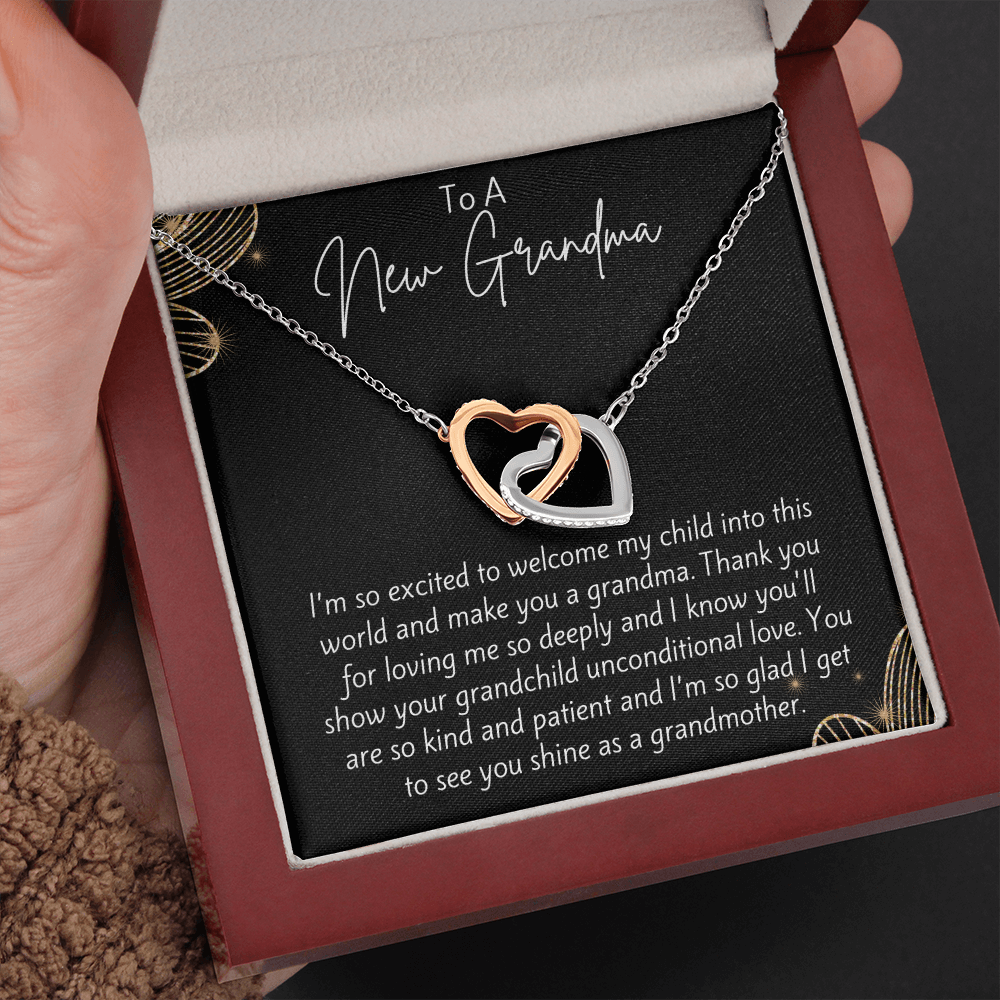 To A New Grandma Interlocking Hearts Necklace